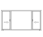 XOX three-panel sliding vinyl window diagram