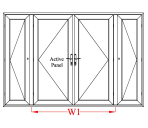 Double French swing door with sidelights diagram