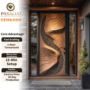 2026 OEM PSL Luxury Modern Aluminum Metal Wooden Home Villa Residential Entrance Security Front Entry Exterior Doors for Houses