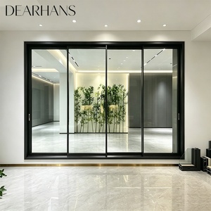 Triple Track Thermal Break Stainless Steel Sliding Door Double Glazed Tempered Glass Mosquito Net