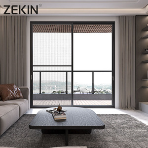 Modern Design Black Noiseless Double Tempered Insulated Glass Soundproof Sliding Patio Door Screen